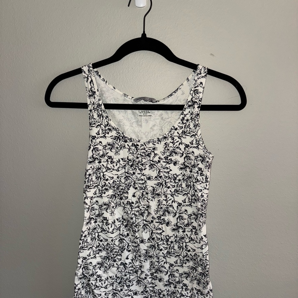 White and Black Floral Tank Top